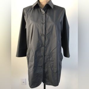 Dark gray lightweight windbreaker with tiny stripes